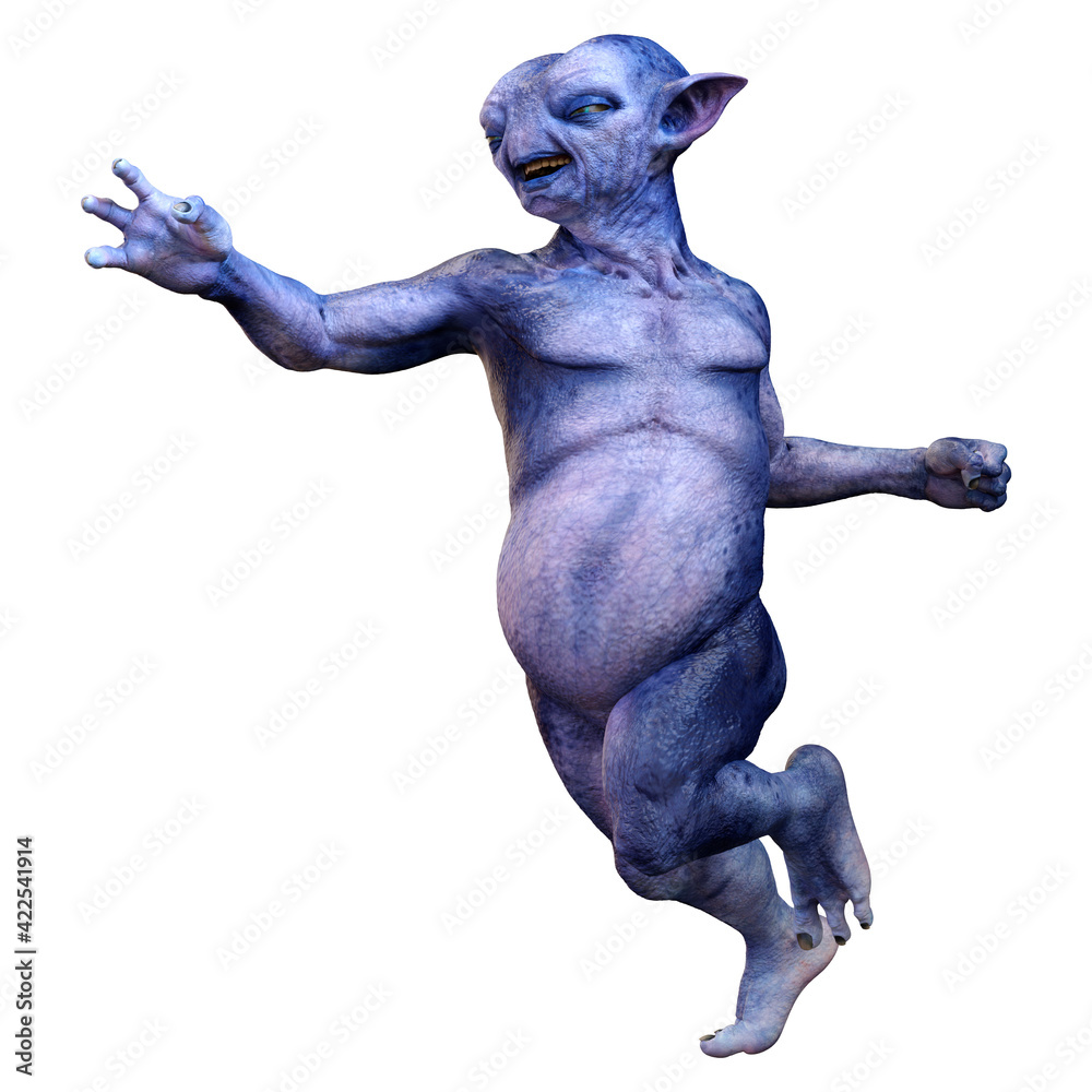 3D Rendering Blue Alien on White 3D Rendering Blue Alien on White