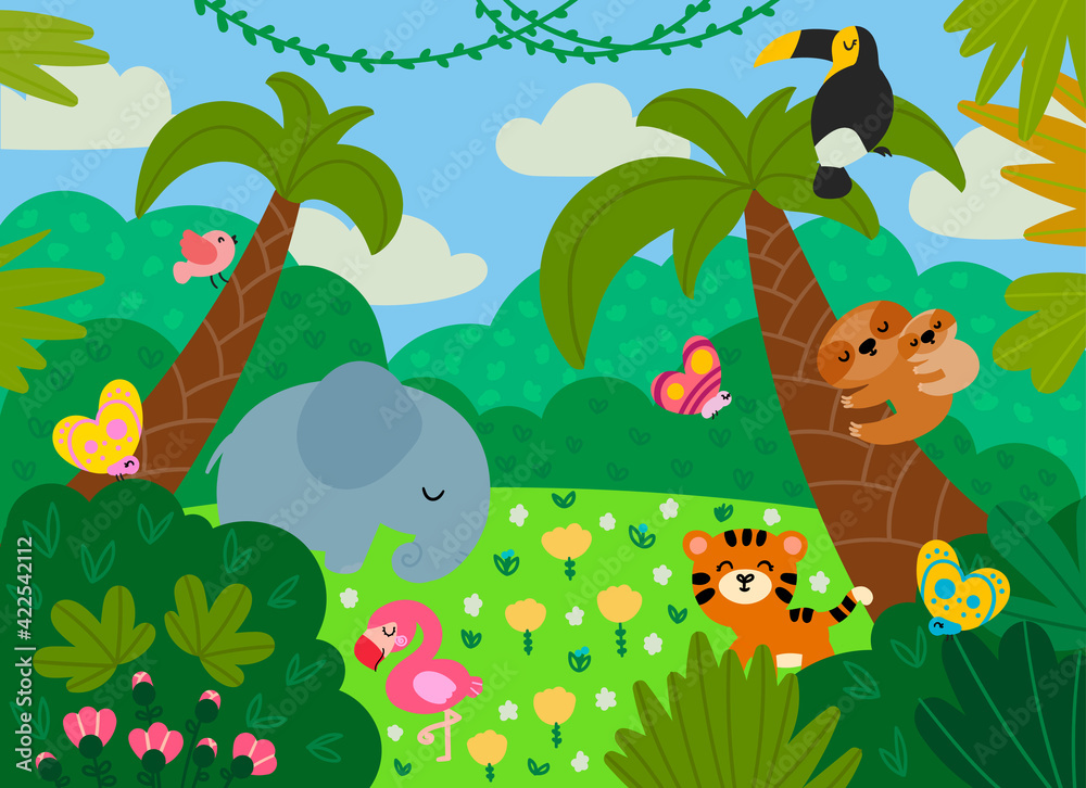 in the jungle cute cartoon animals in the jungle cute cartoon animals