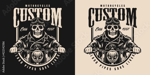 Motorcycle vintage monochrome label