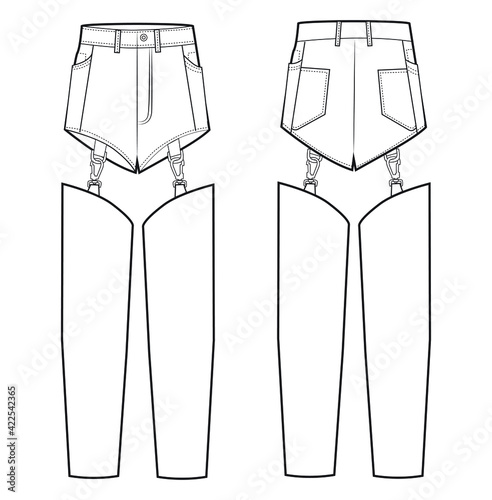 pantaloni alla moda vettoriale professionale fronte e retro