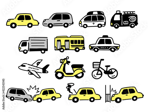 シンプルな 車の イラスト(イエロー)