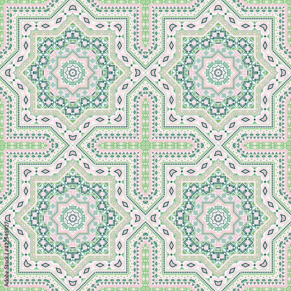 Beautiful italian maiolica tile seamless ornament. Ethnic structure vector motif. Quilt print design. Stylish italian mayolica tilework endless pattern. Line art graphic background. Beautiful italian maiolica tile seamless ornament. Ethnic structure vector motif. Quilt print design. Stylish italian mayolica tilework endless pattern. Line art graphic background.