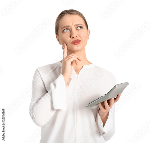 Thoughtful young woman with...