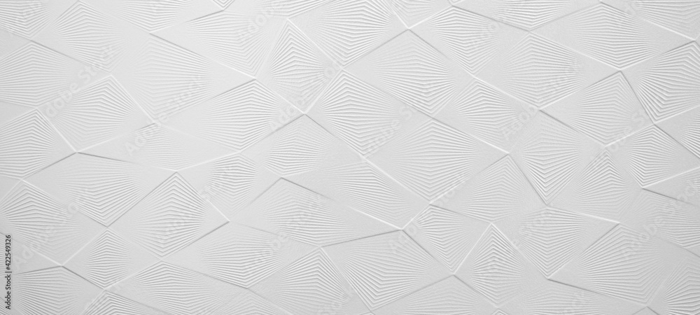 White geometric rhombus diamond 3d tiles wall texture background banner panorama	