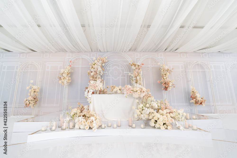 Beautifully decorated table for brides. A place to celebrate