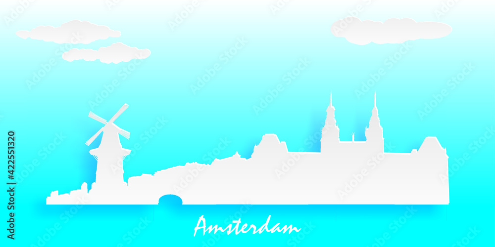amsterdam city skyline vector illistration