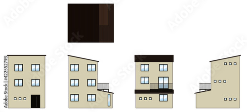 住宅の平面図立面図イラスト