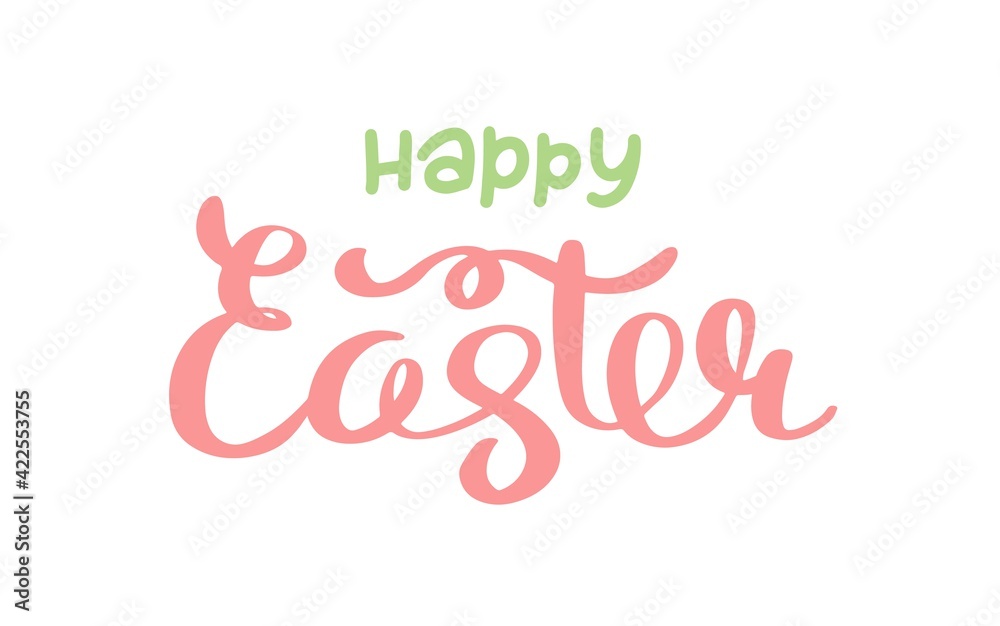 Obraz premium Happy easter lettering. Cute hand drawn illustration, card template
