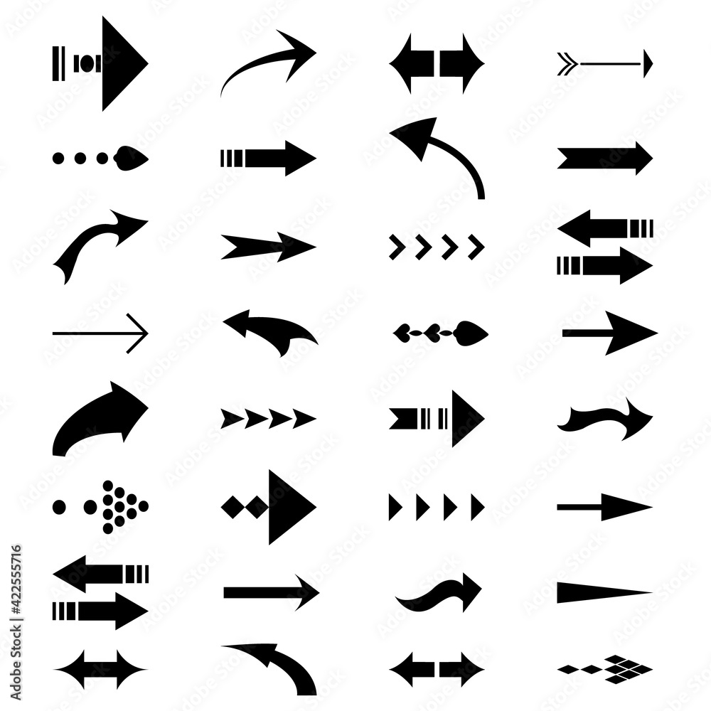arrow icons, a set of interesting standard arrows, direction of the path. Vector illustration. arrow icons, a set of interesting standard arrows, direction of the path. Vector illustration.