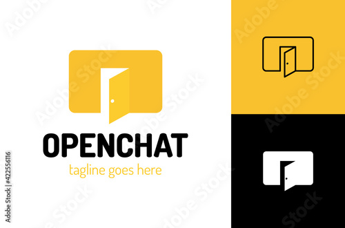Open chat vector logo template use door symbol. This design suitable for forum, discuss and dialogue