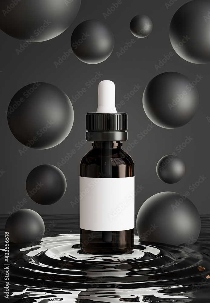 3d render of realistic cosmetics bottle with abstract background for your products