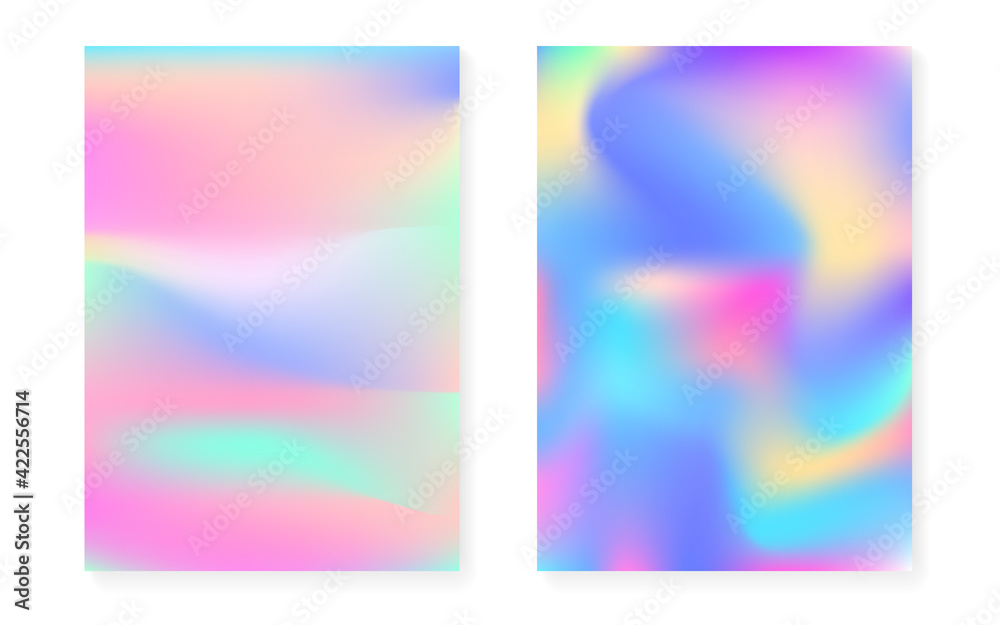 Fototapeta premium Holographic gradient background set with hologram cover.