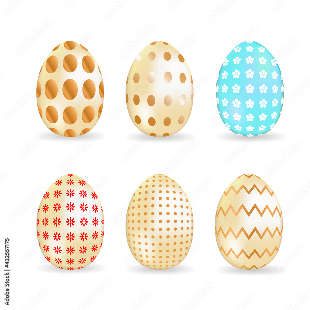 Vector illustration. Golden Easter eggs isolated on a white background. Vector illustration. Golden Easter eggs isolated on a white background.