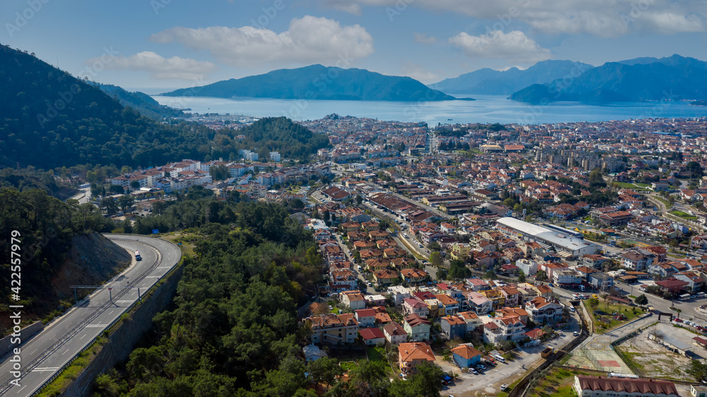 Fototapeta premium marmaris marina drone footage the air