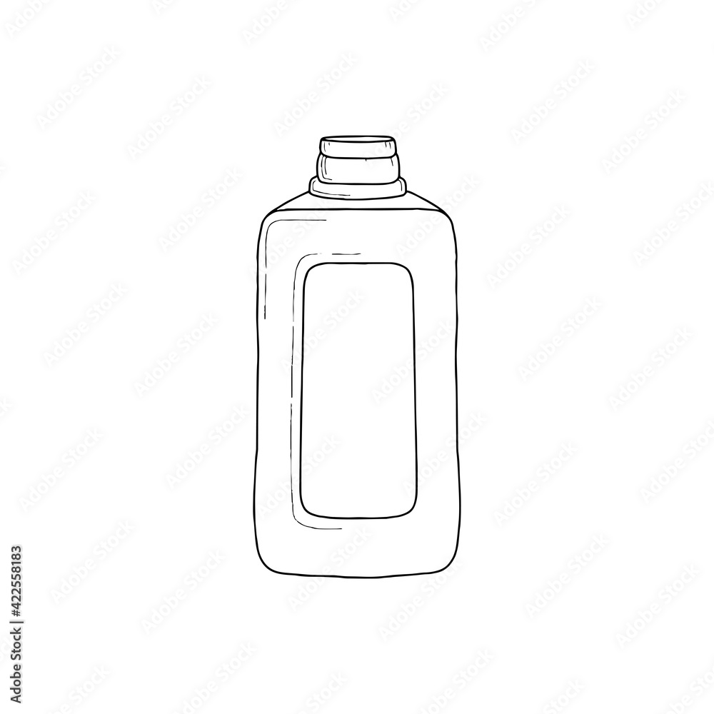 Vector illustration of detergent bottle. Line draw illustration. Vector illustration of detergent bottle. Line draw illustration.