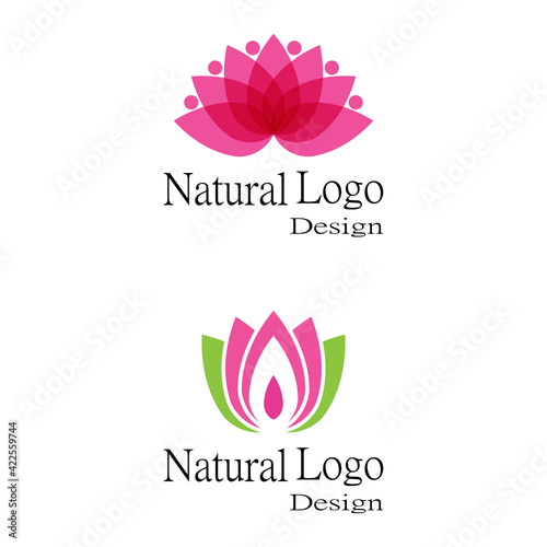 Fototapeta Naklejka Na Ścianę i Meble -  Beauty Vector lotus flowers design logo Template icon
