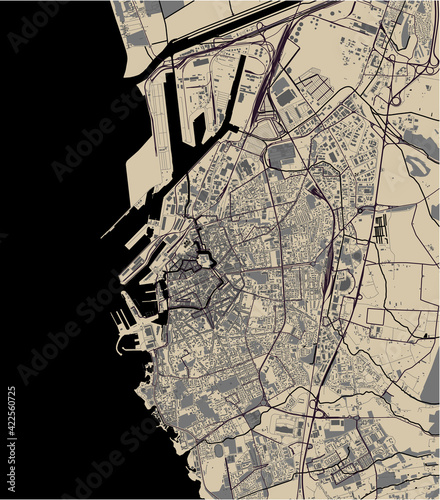 map of the city of Livorno, Tuscany, Italy