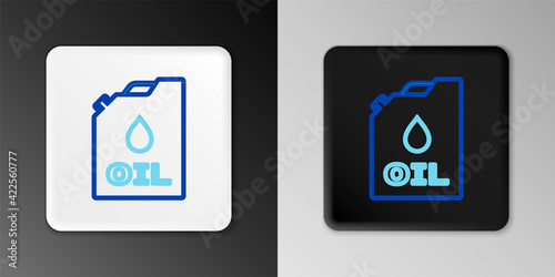 Line Plastic canister for motor machine oil icon isolated on grey background. Oil gallon. Oil change service and repair. Engine oil sign. Colorful outline concept. Vector