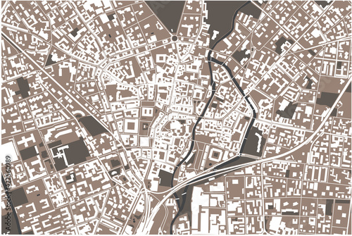 map of the city of Monza, Lombardy, Italy
