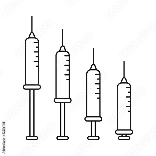 Syringe icons set isolated on white background. Vaccine against COVID-19. Vector illustration