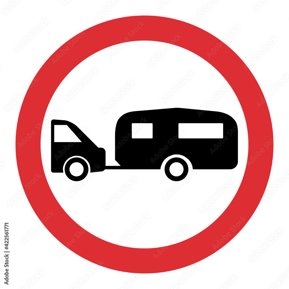 No towed caravans sign. Vector ESP10 No towed caravans sign. Vector ESP10
