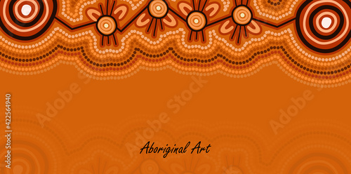 Brown aboriginal dot art banner template