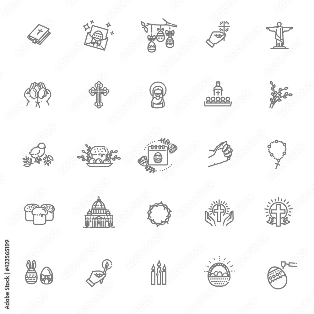 Happy Easter icons set. Christianity vector symbols Happy Easter icons set. Christianity vector symbols