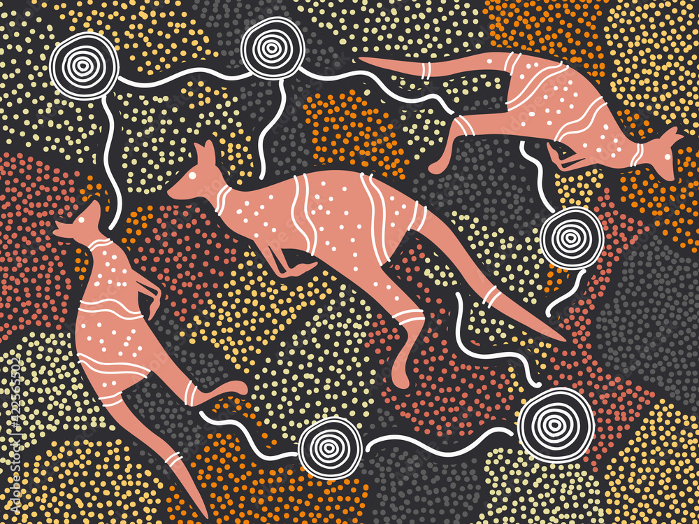 Kangaroo art, aboriginal background