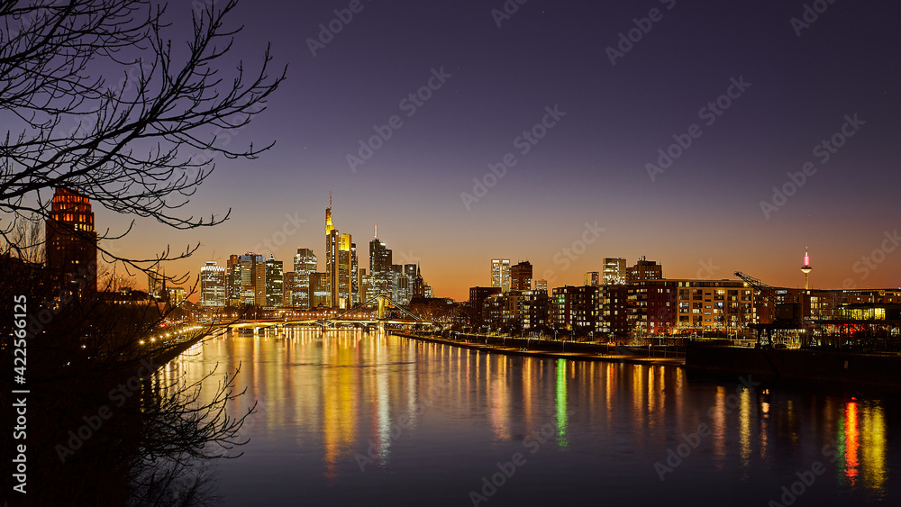 Fototapeta premium Frankfurt am Main city skyline after sunset