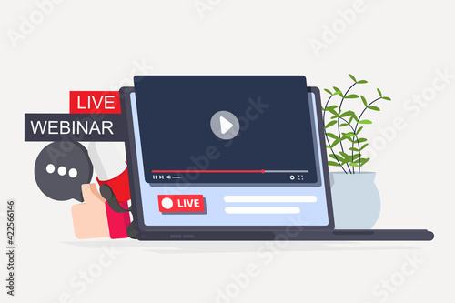 Wallpaper Mural Illustrations flat design concept Live Webinar. Online meeting work form home Torontodigital.ca