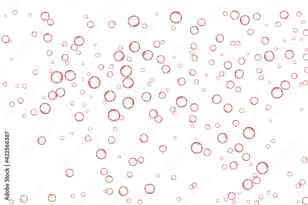 Red air Bubbles, oxygen, champagne crystal clear isolated on white background modern design. Vector illustration of EPS 10. Red air Bubbles, oxygen, champagne crystal clear isolated on white background modern design. Vector illustration of EPS 10.
