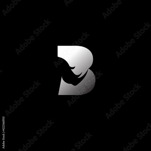 initial b logo with symbol rhino