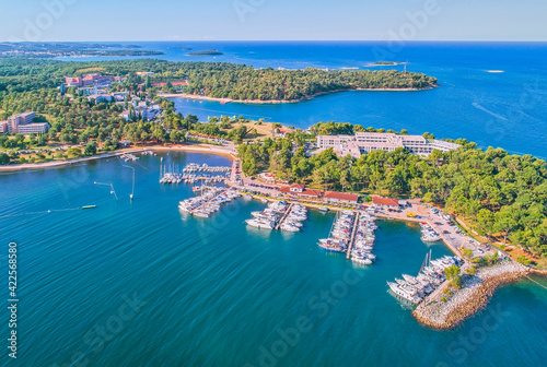Aerial view to Istrian coast of Croatia, summertime outdoor background