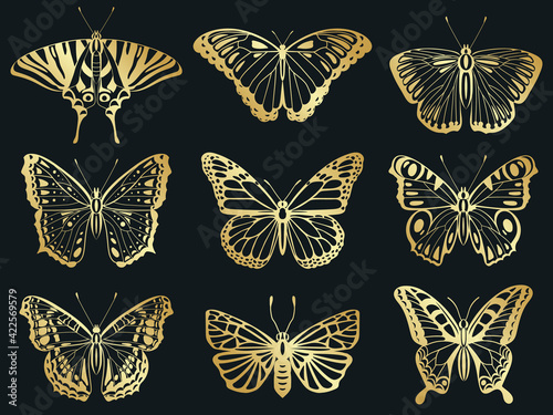 Canvastavla Golden butterflies