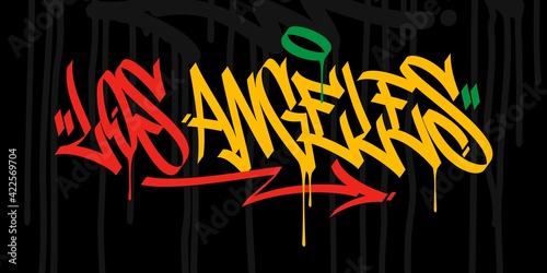 Flat Word Los Angeles Abstract Hip Hop Hand Written Graffiti Style Vector Illustration Art