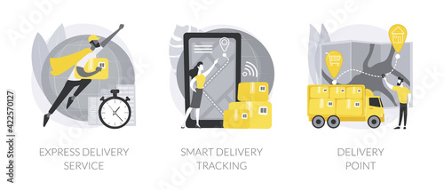 Global postal mail abstract concept vector illustrations.