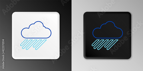 Line Cloud with rain icon isolated on grey background. Rain cloud precipitation with rain drops. Colorful outline concept. Vector