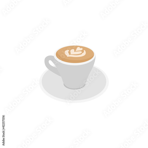 Coffee cup. Cappuccino. Flat style. Isolated. Vector