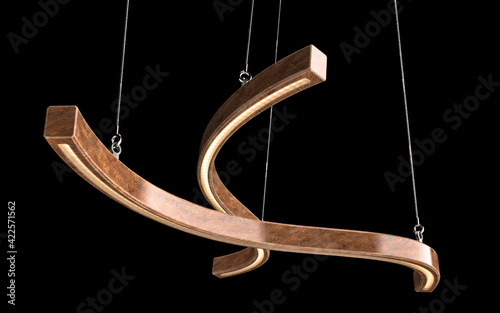 3d render of a wooden track pendant light