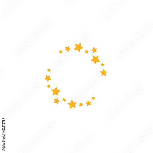 Golden round label with stars. Best  award  winner prize wreath on white background.