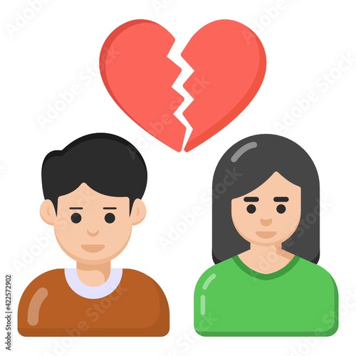
A breakup between couple, flat icon 

