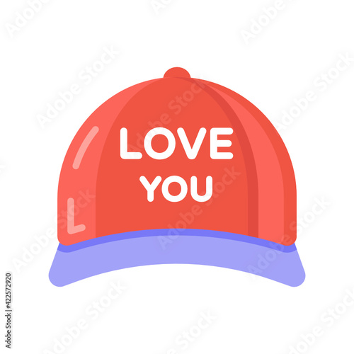 
Valentine special cap, flat icon 

