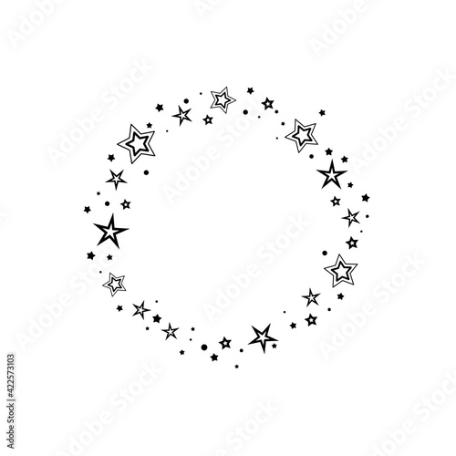Black round label with stars. Best, award, winner prize wreath on white background.