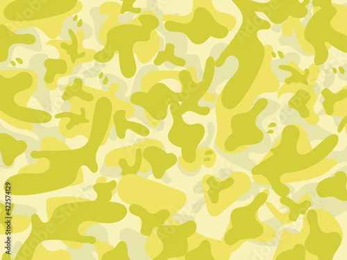 yellow camouflage seamless pattern. army texture in yellow color. woodland concept