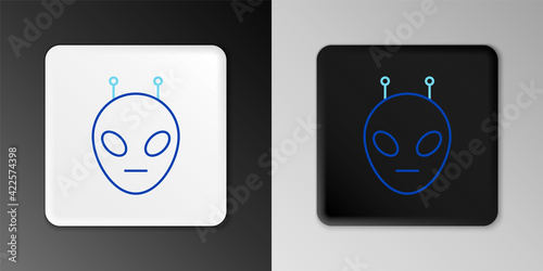 Line Alien icon isolated on grey background. Extraterrestrial alien face or head symbol. Colorful outline concept. Vector