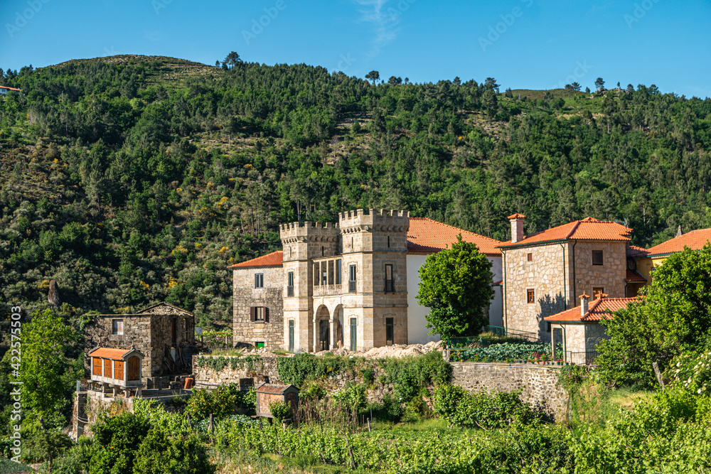 The Castle of Sistelo in Sistelo and its surroundinng landscape, Arcos de Valdevez, Portugal.