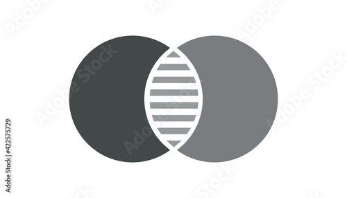 Discrete maths glyph color icon. Overlapping circles. Intersection. Venn diagram. Vector illustration