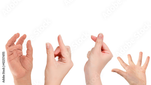 Male hand isolated on white.