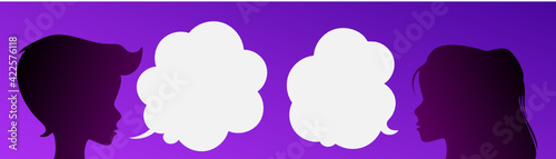 The boy and the girl are talking. Silhouettes of talking children. Teenagers conversation. Communication of pre-teens.