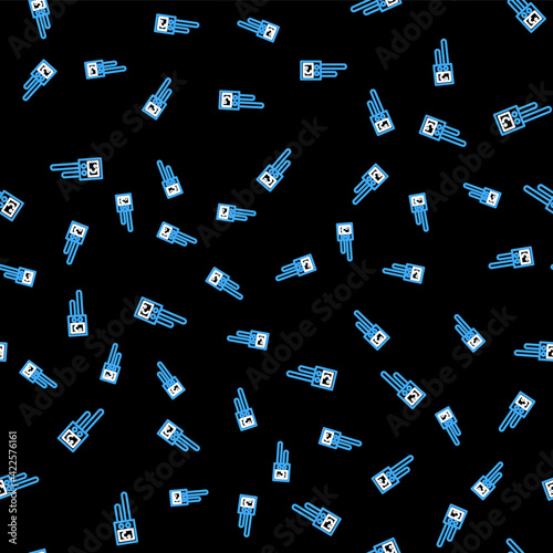 Line Temperature and humidity sensor icon isolated seamless pattern on black background. Vector